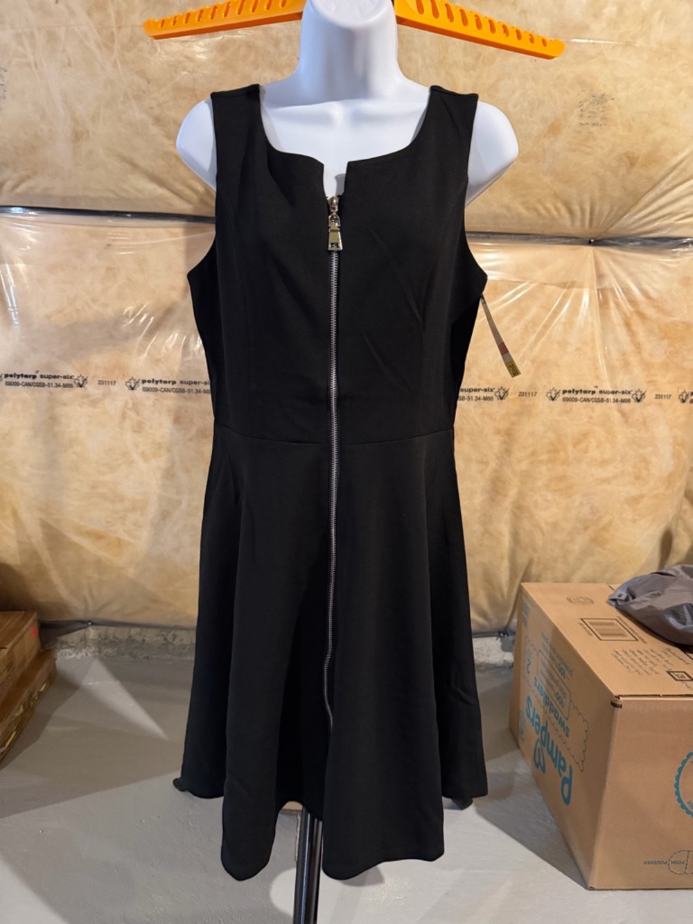 Black Zip-Front Sleeveless Fit & Flare Dress